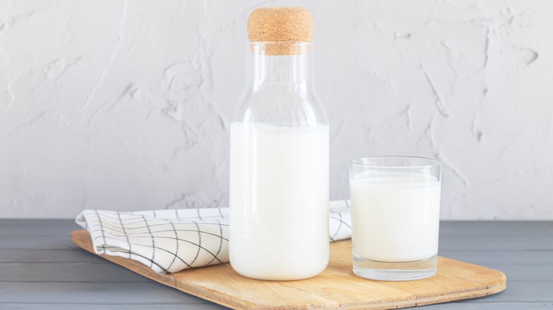 Bottle of homemade yogurt