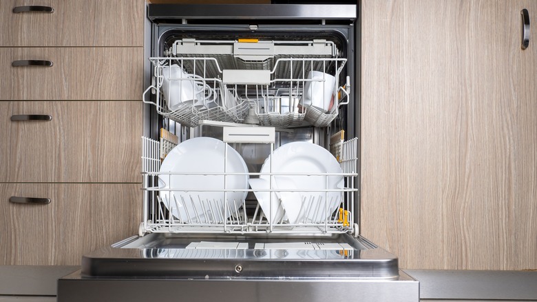 A properly loaded dishwasher