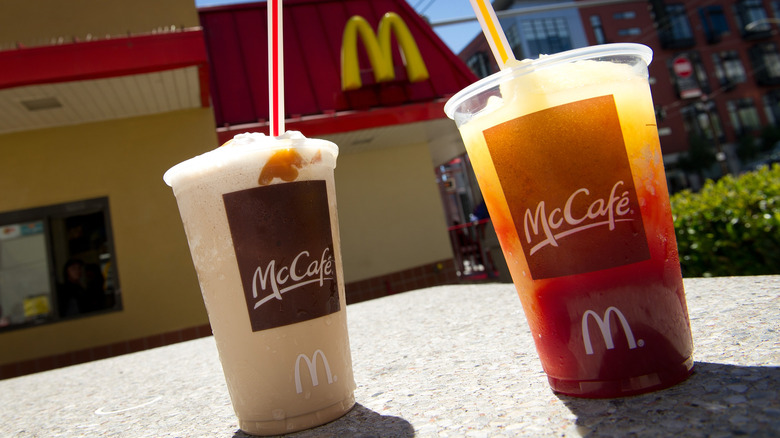 McDonald's iced coffee and lemonade