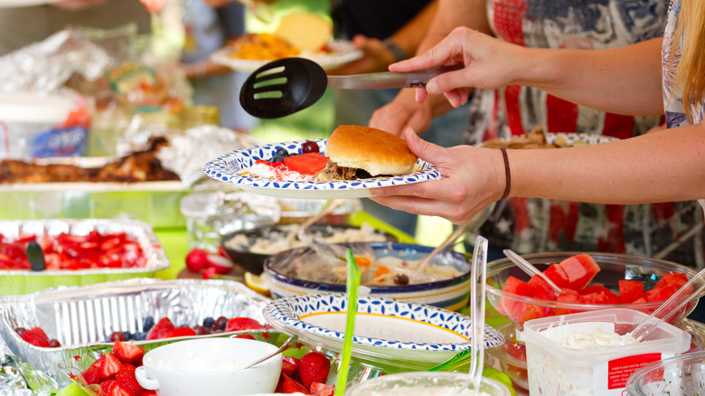 Dishing up a plate at a bbq