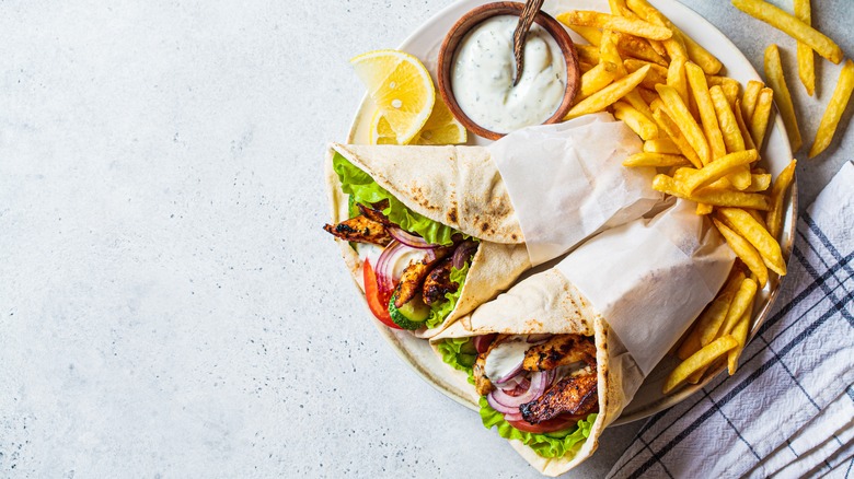 chicken gyros with fries