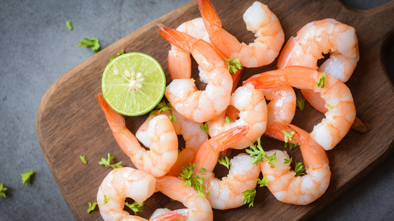 shrimp on a cutting board 