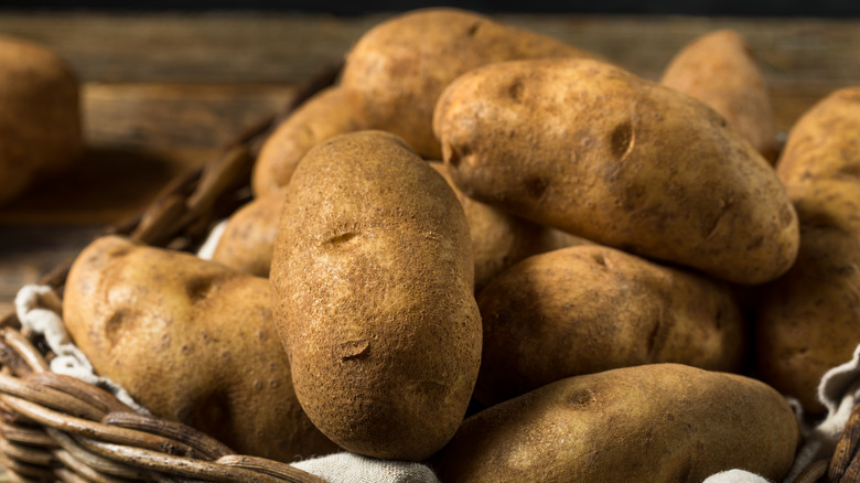 Pile of Russet potatoes 