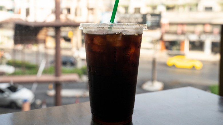 Starbucks iced coffee outdoors