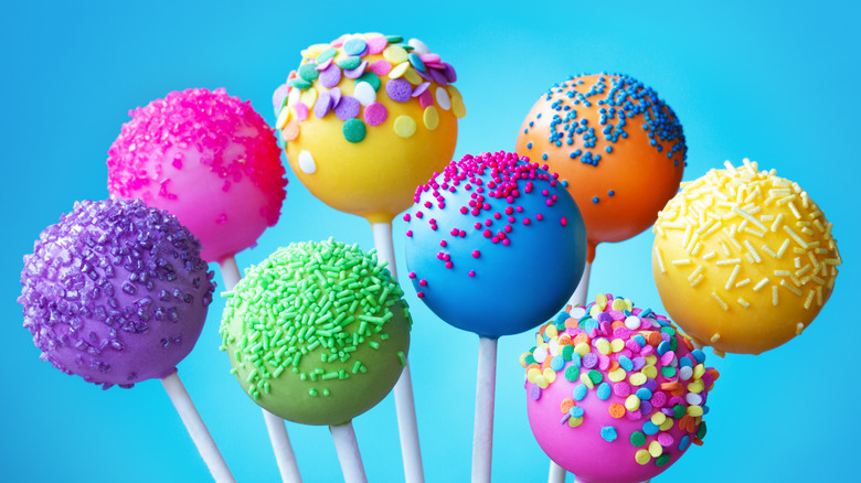 cluster of colorful cake pops
