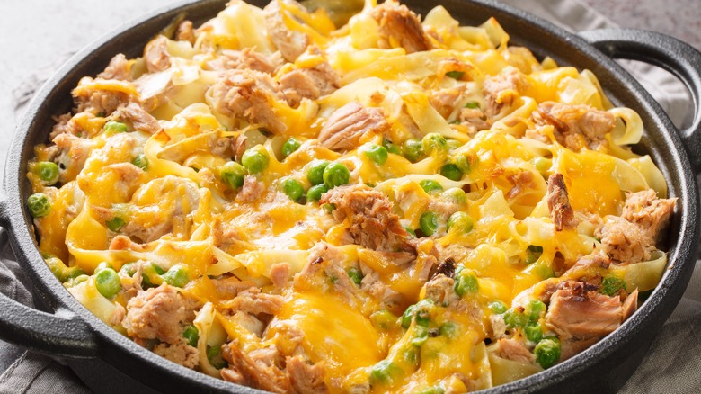 tuna casserole in baking dish