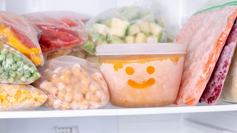 frozen vegetables in freezer bags