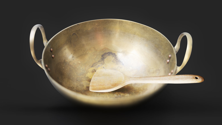 A brass wok