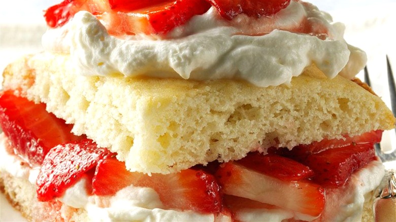 Layered piece of strawberry shortcake