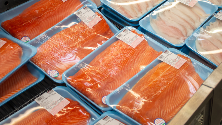 Packaged raw fish at Costco 