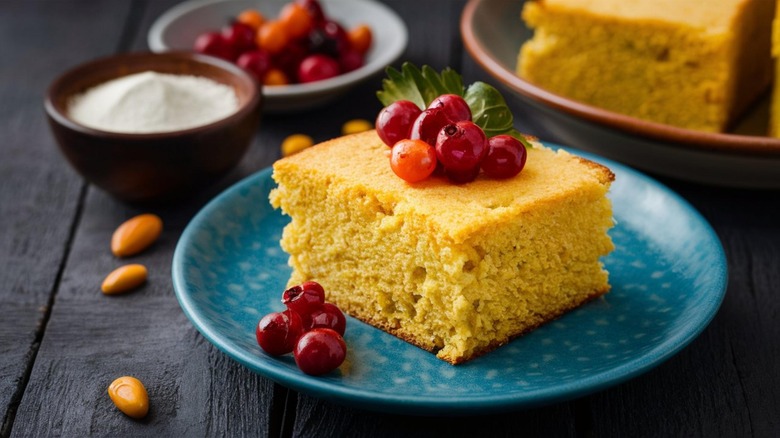 Cornbread with crandberries, almonds