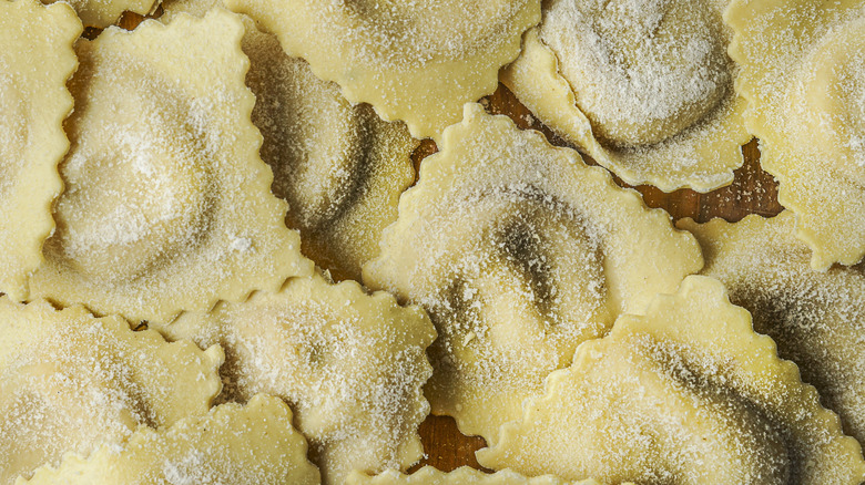 Closeup of fresh ravioli