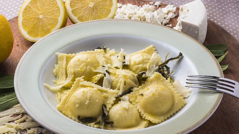 Lemon ravioli in a bowl