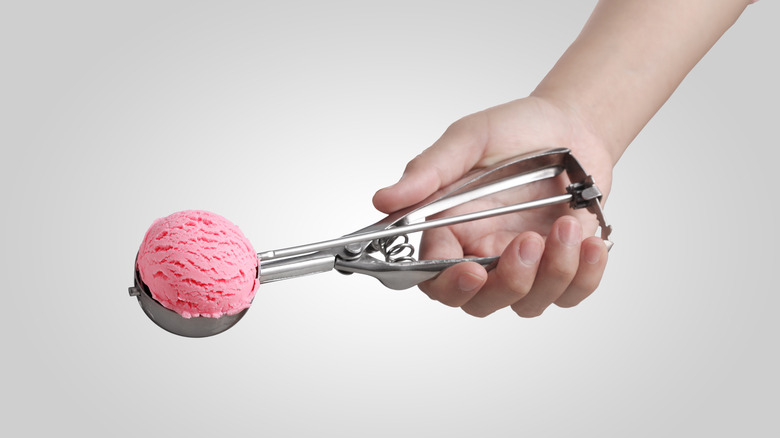 Ice cream in a portion scoop