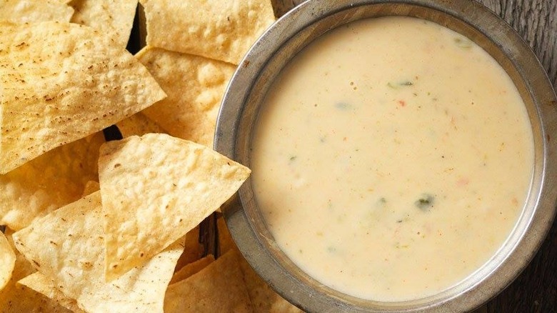 QDOBA bowl of queso with chips