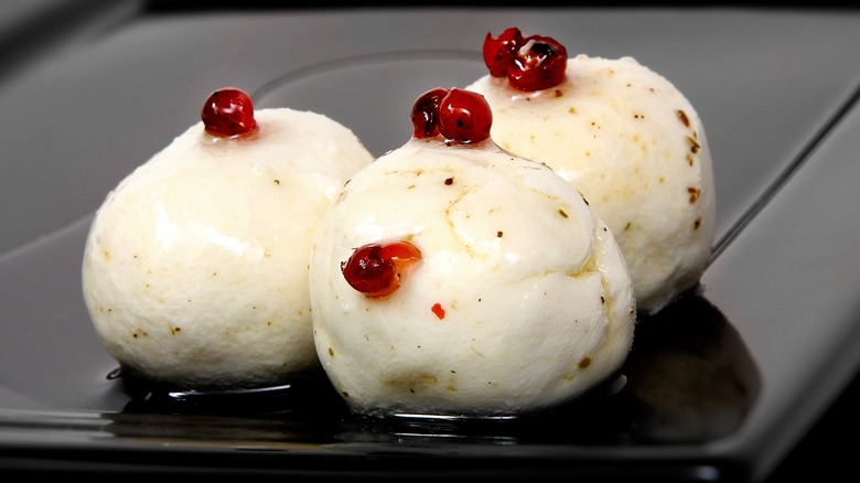 Closeup of balls of Boursin cheese