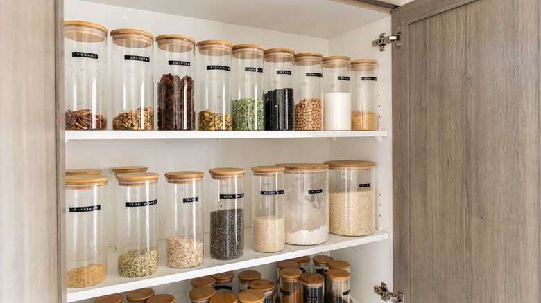 organized, labled food pantry