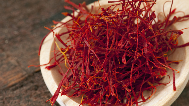 red saffron threads in bowl