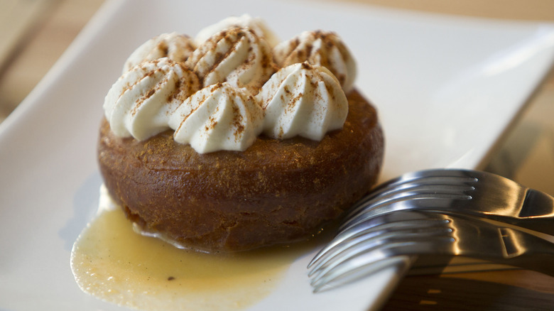 Tres leches donut on plate