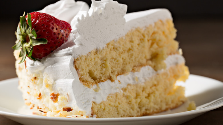 Slice of tres leches cake