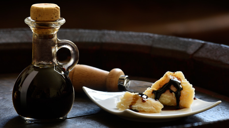 bottle of balsamic and parmesan cheese 