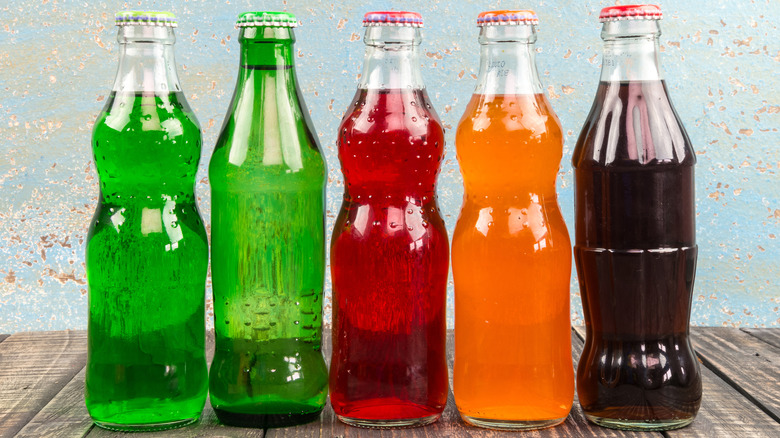 Different color soda bottles