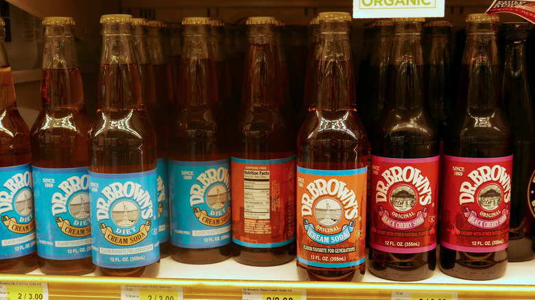 Dr. Brown's sodas on shelf