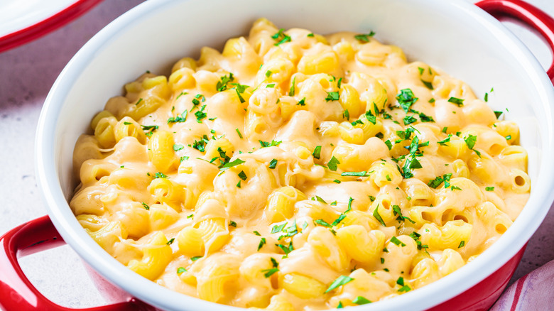 Mac and cheese in a pan