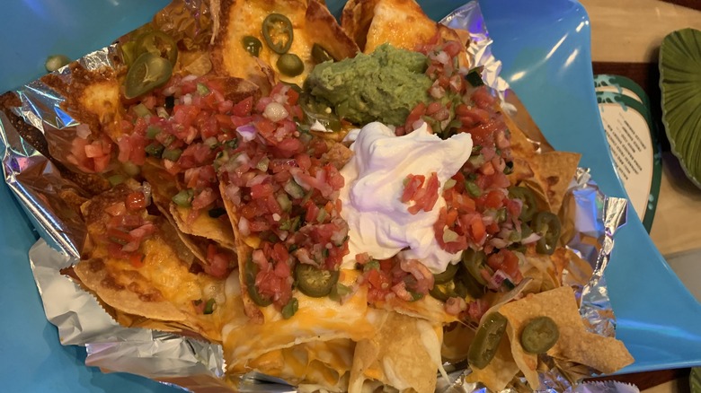 Large serving of loaded nachos