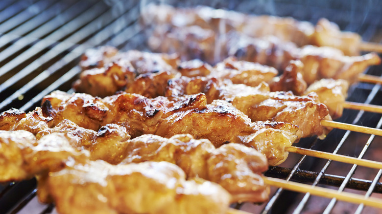 Yakitori on grill