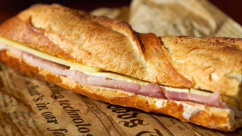 ham and cheese baguette sandwich