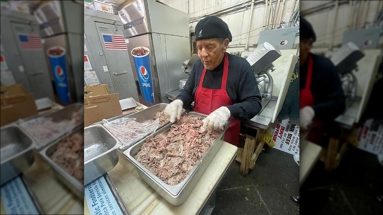 Joe Zucchero preparing Italian beef