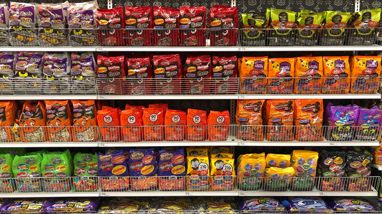 Halloween candy on a shelf