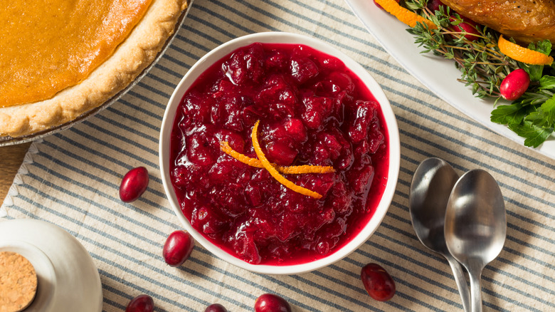 Cranberry sauce in a bowl