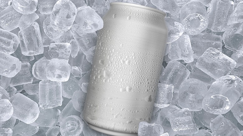 Can of beer on ice