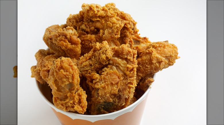 Bucket of Popeyes fried chicken