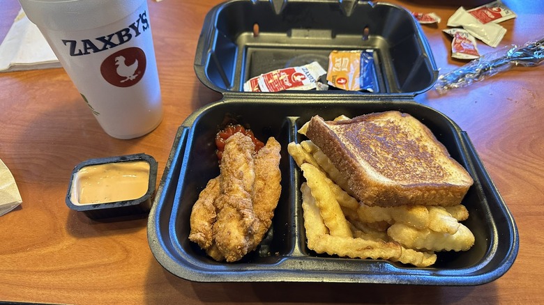 A box of chicken fingers from Zaxby's