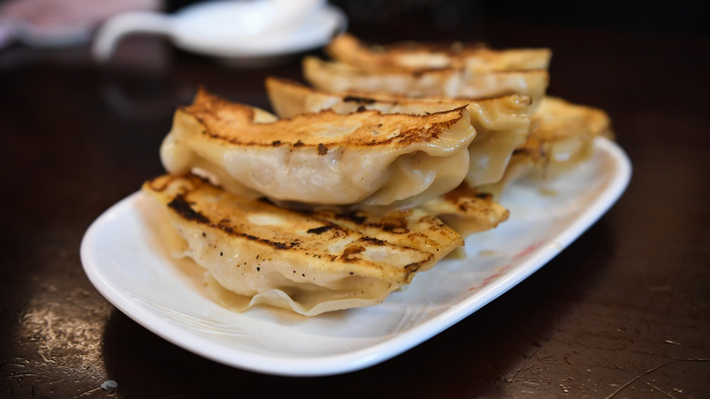 Stack of pan-fried dumplings