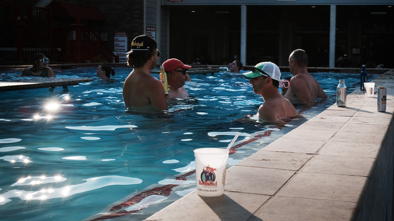 People at a swim-up bar