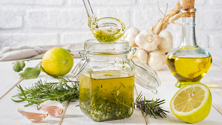 Lemon vinaigrette in a jar