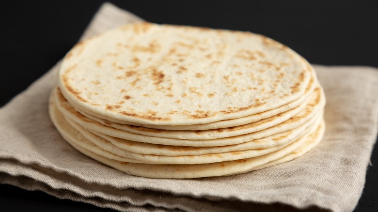 Stack of flour tortillas