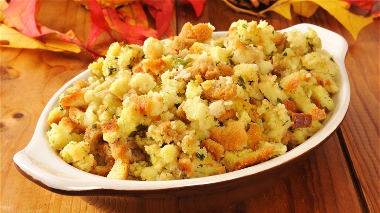 Cornmeal stuffing in casserole