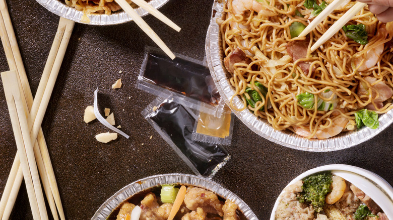 Sauce packets with Chinese take-out