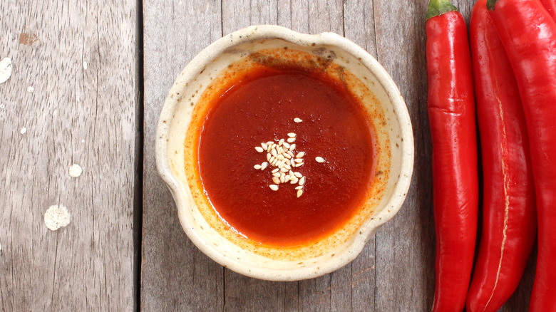 Gochujang sauce with sesame seeds