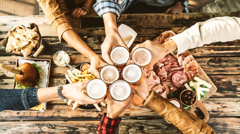 People drinking at a restaurant