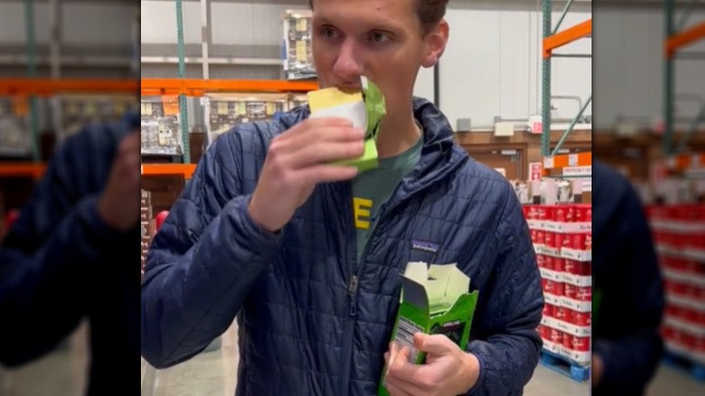 Costco shopper eating butter