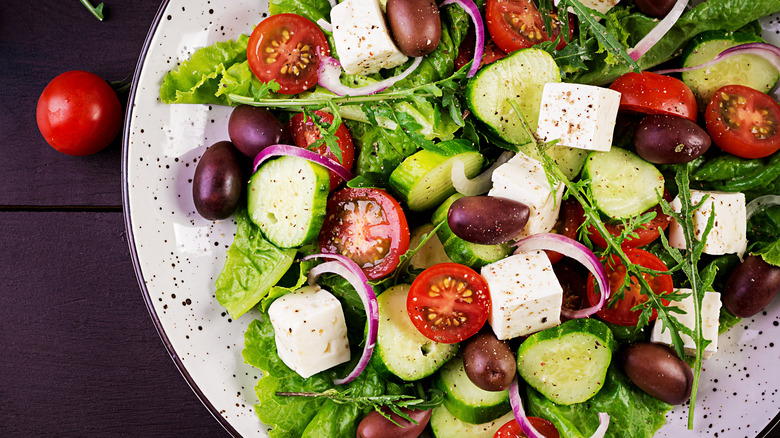 Brightly colored Greek salad