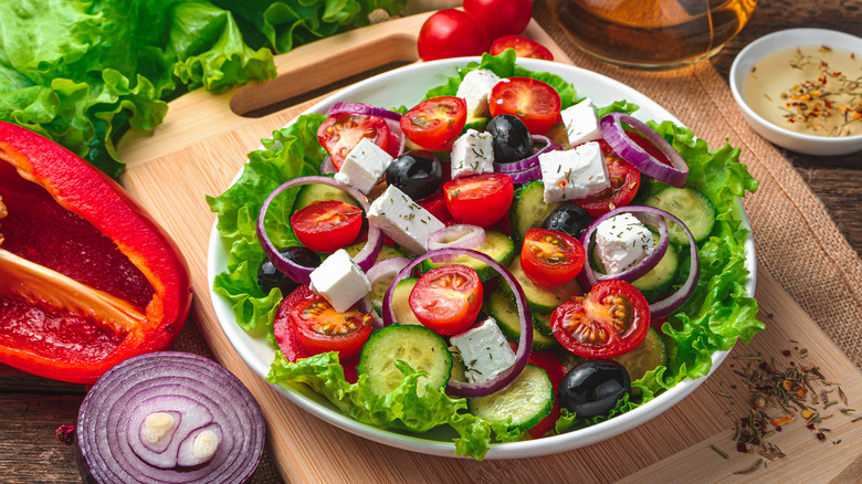 Greek salad in a bowl