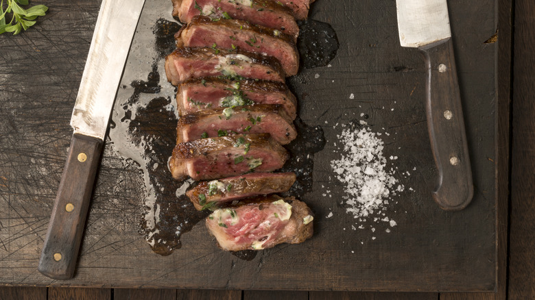 Steak on cutting board