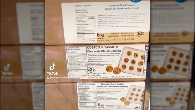 boxes of frozen Kirkland cookie dough 